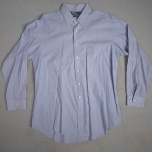 Polo Ralph Lauren Trim Fit Lowell Dress Shirt Light Blue Pinstripe 17.5 Cotton